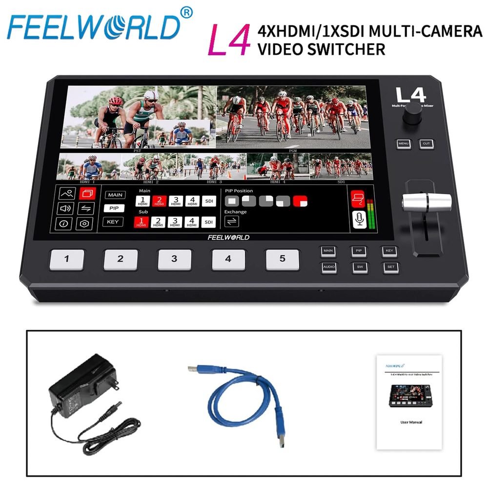 FeelWorld L4 4xHDMI/1xSDI Multi-Camera Video Switcher